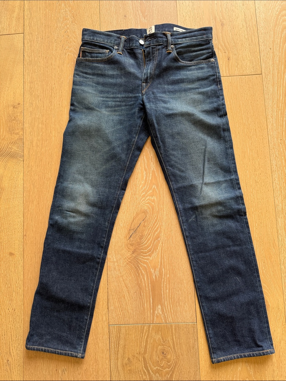 Slim Straight Jeans in Dark Blue Wash